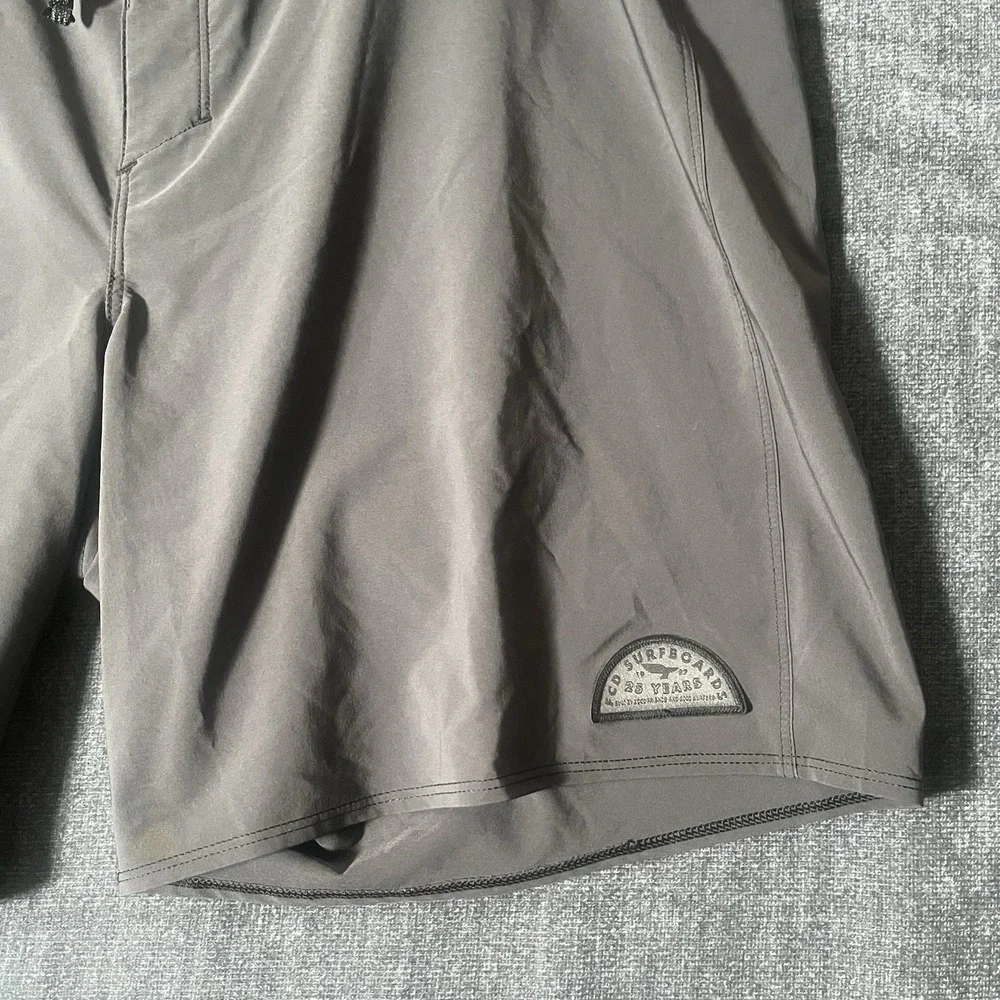 Patagonia FCD Surfboards 25 Years Board Shorts Mens 38 Gray Stretch Swim Trunks